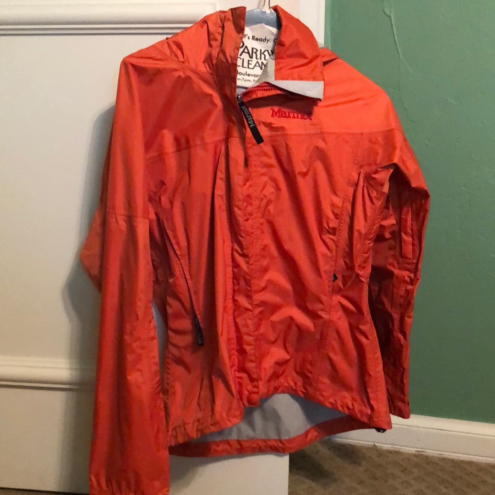 Marmot orange rain jacket